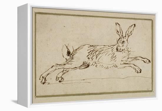 A Hare Running, with Ears Pricked (Pen and Ink on Paper)-James Seymour-Framed Premier Image Canvas