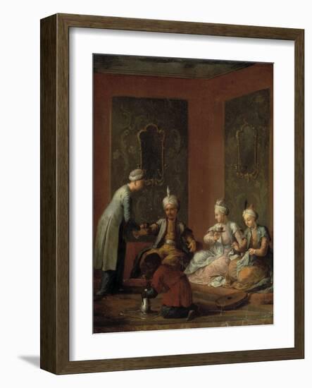 A Harem Scene with Turks Drinking Coffee-Christian W^e^ Dietrich-Framed Giclee Print