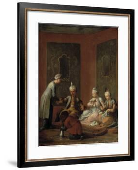 A Harem Scene with Turks Drinking Coffee-Christian W.e. Dietrich-Framed Giclee Print