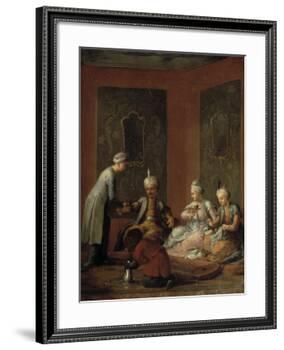 A Harem Scene with Turks Drinking Coffee-Christian W.e. Dietrich-Framed Giclee Print
