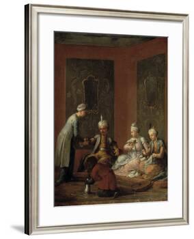 A Harem Scene with Turks Drinking Coffee-Christian W.e. Dietrich-Framed Giclee Print