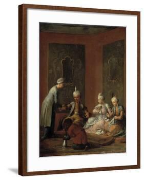 A Harem Scene with Turks Drinking Coffee-Christian W.e. Dietrich-Framed Giclee Print