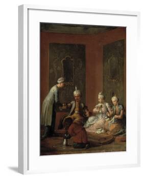 A Harem Scene with Turks Drinking Coffee-Christian W.e. Dietrich-Framed Giclee Print