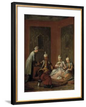 A Harem Scene with Turks Drinking Coffee-Christian W.e. Dietrich-Framed Giclee Print