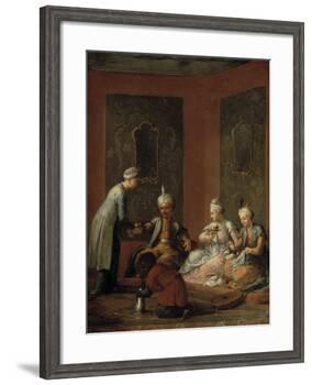 A Harem Scene with Turks Drinking Coffee-Christian W.e. Dietrich-Framed Giclee Print