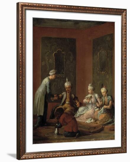 A Harem Scene with Turks Drinking Coffee-Christian W^e^ Dietrich-Framed Giclee Print