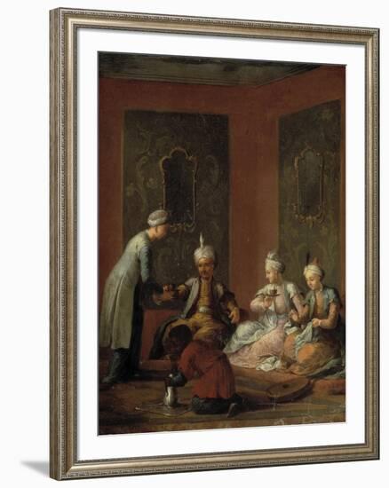A Harem Scene with Turks Drinking Coffee-Christian W^e^ Dietrich-Framed Giclee Print