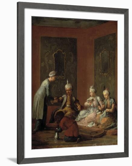 A Harem Scene with Turks Drinking Coffee-Christian W^e^ Dietrich-Framed Giclee Print
