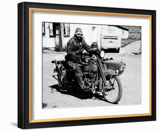 A Harley-Davidson with a Sidecar, 1923-null-Framed Photographic Print