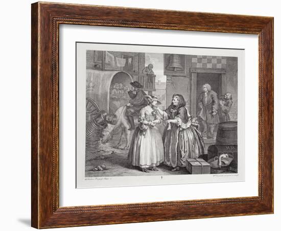 A Harlot's Progress, Plate I, from the 'Original and Genuine Works of William Hogarth'-William Hogarth-Framed Giclee Print