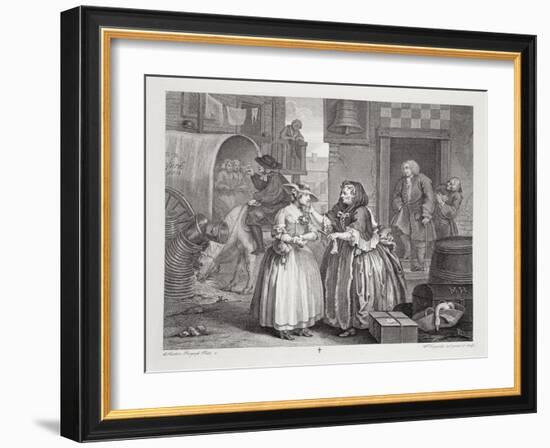 A Harlot's Progress, Plate I, from the 'Original and Genuine Works of William Hogarth'-William Hogarth-Framed Giclee Print