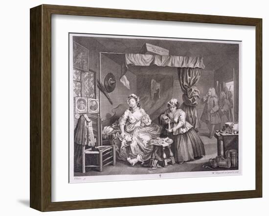 A Harlot's Progress, Plate Iii, from 'The Original and Genuine Works of William Hogarth'-William Hogarth-Framed Giclee Print