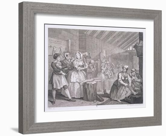 A Harlot's Progress, Plate IV, from 'The Original and Genuine Works of William Hogarth'-William Hogarth-Framed Giclee Print