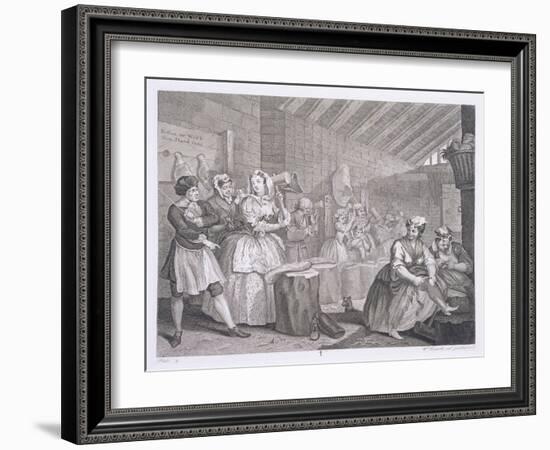 A Harlot's Progress, Plate IV, from 'The Original and Genuine Works of William Hogarth'-William Hogarth-Framed Giclee Print