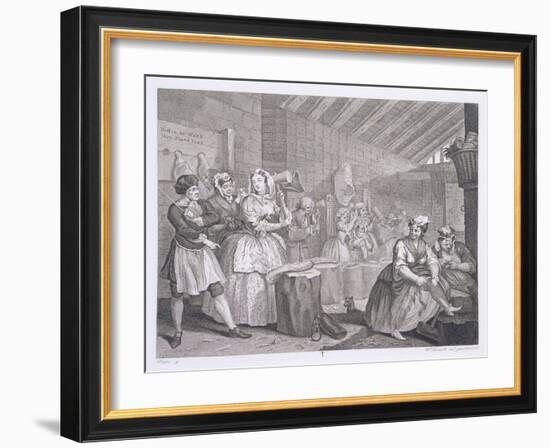 A Harlot's Progress, Plate IV, from 'The Original and Genuine Works of William Hogarth'-William Hogarth-Framed Giclee Print