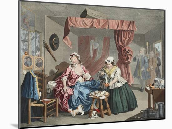 A Harlot's Progress, Plate Lll: Apprehended by a Magistrate, Illustration from 'Hogarth Restored:…-William Hogarth-Mounted Giclee Print