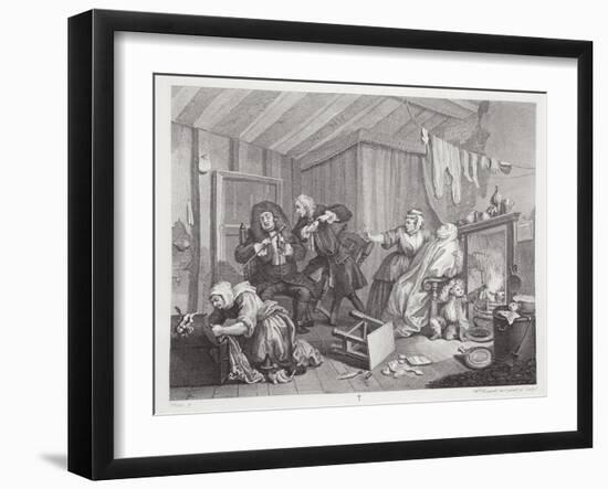 A Harlot's Progress, Plate V, from 'The Original and Genuine Works of William Hogarth'-William Hogarth-Framed Giclee Print