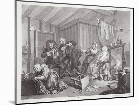 A Harlot's Progress, Plate V, from 'The Original and Genuine Works of William Hogarth'-William Hogarth-Mounted Giclee Print