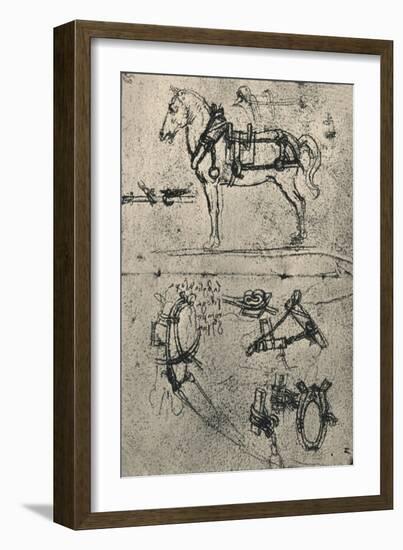 'A Harnessed Cart-Horse and Studies of Harness', c1480 (1945)-Leonardo Da Vinci-Framed Giclee Print
