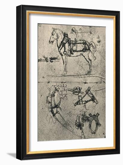 'A Harnessed Cart-Horse and Studies of Harness', c1480 (1945)-Leonardo Da Vinci-Framed Giclee Print