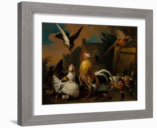 A Hawk attacking Poultry in a Farmyard-Pieter Casteels-Framed Giclee Print