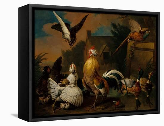 A Hawk attacking Poultry in a Farmyard-Pieter Casteels-Framed Premier Image Canvas