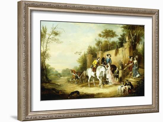 A Hawking Party Setting Out from the Steps of a Country House, 1828-Francis Calcraft Turner-Framed Giclee Print