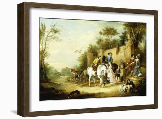 A Hawking Party Setting Out from the Steps of a Country House, 1828-Francis Calcraft Turner-Framed Giclee Print