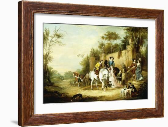 A Hawking Party Setting Out from the Steps of a Country House, 1828-Francis Calcraft Turner-Framed Giclee Print