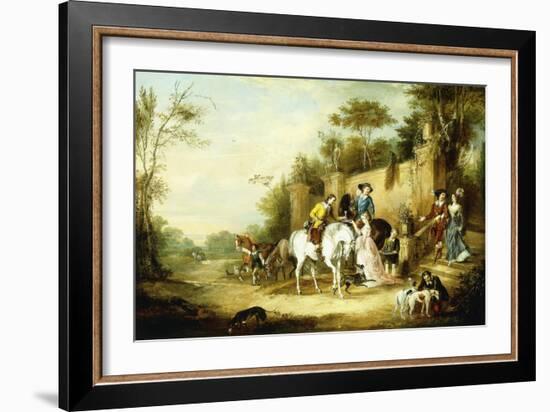 A Hawking Party Setting Out from the Steps of a Country House, 1828-Francis Calcraft Turner-Framed Giclee Print