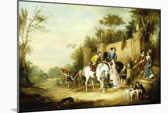 A Hawking Party Setting Out from the Steps of a Country House, 1828-Francis Calcraft Turner-Mounted Giclee Print