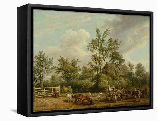 A Hay Cart Wit Farm Labourers and Cattle near Easton Park, Suffolk (Oil on Canvas)-Paul Sandby-Framed Premier Image Canvas