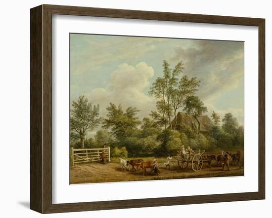 A Hay Cart Wit Farm Labourers and Cattle near Easton Park, Suffolk (Oil on Canvas)-Paul Sandby-Framed Giclee Print