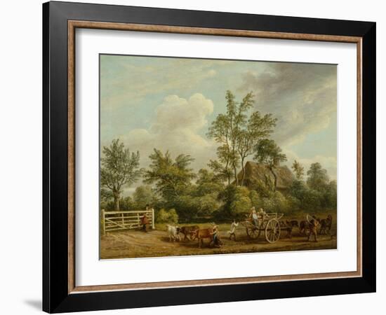 A Hay Cart Wit Farm Labourers and Cattle near Easton Park, Suffolk (Oil on Canvas)-Paul Sandby-Framed Giclee Print