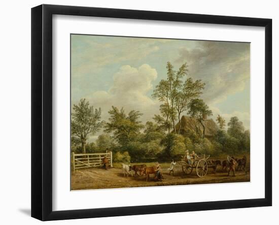 A Hay Cart Wit Farm Labourers and Cattle near Easton Park, Suffolk (Oil on Canvas)-Paul Sandby-Framed Giclee Print