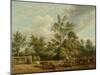 A Hay Cart Wit Farm Labourers and Cattle near Easton Park, Suffolk (Oil on Canvas)-Paul Sandby-Mounted Giclee Print