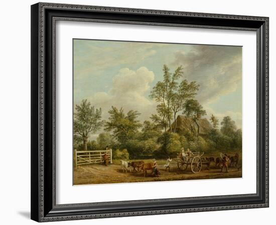 A Hay Cart Wit Farm Labourers and Cattle near Easton Park, Suffolk (Oil on Canvas)-Paul Sandby-Framed Giclee Print