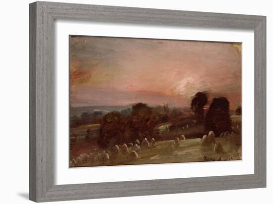 A Hayfield Near East Bergholt at Sunset-John Constable-Framed Giclee Print