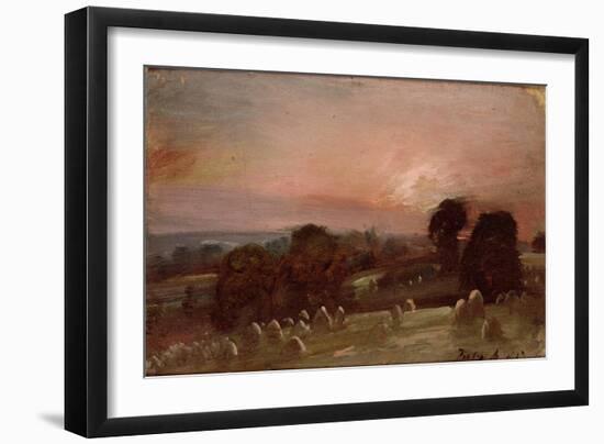 A Hayfield Near East Bergholt at Sunset-John Constable-Framed Giclee Print