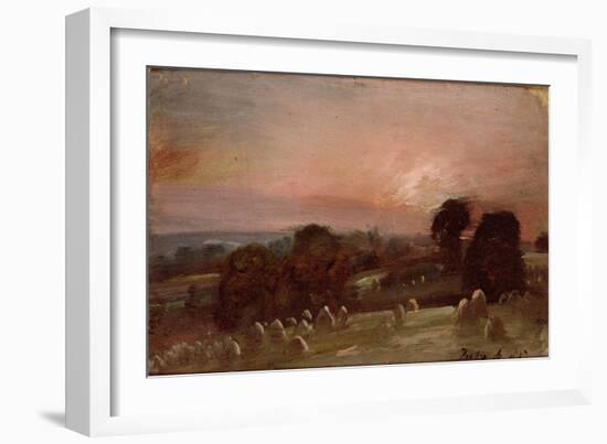 A Hayfield Near East Bergholt at Sunset-John Constable-Framed Giclee Print