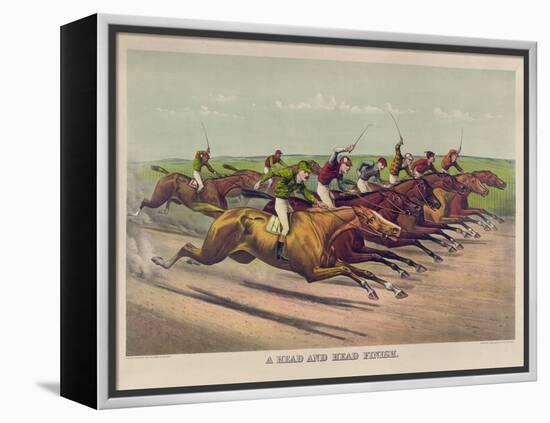 A Head and Head Finish-Currier & Ives-Framed Premier Image Canvas