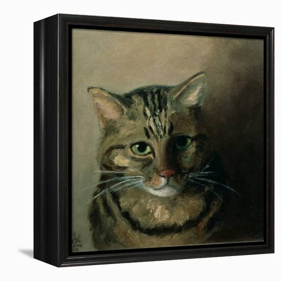 A Head Study of a Tabby Cat-Louis Wain-Framed Premier Image Canvas