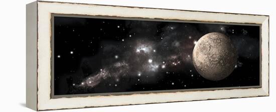 A Heavily Cratered Moon Alone in Deep Space-null-Framed Stretched Canvas