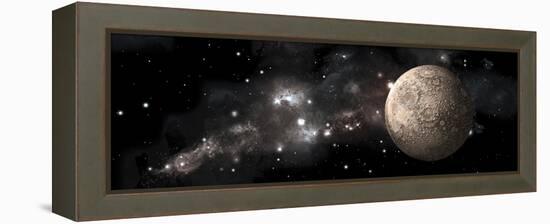 A Heavily Cratered Moon Alone in Deep Space-null-Framed Stretched Canvas