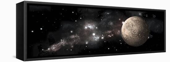 A Heavily Cratered Moon Alone in Deep Space-null-Framed Stretched Canvas