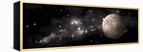 A Heavily Cratered Moon Alone in Deep Space-null-Framed Stretched Canvas