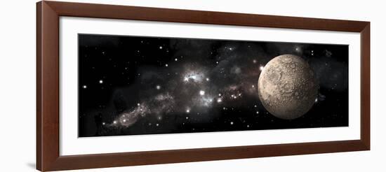 A Heavily Cratered Moon Alone in Deep Space-null-Framed Art Print