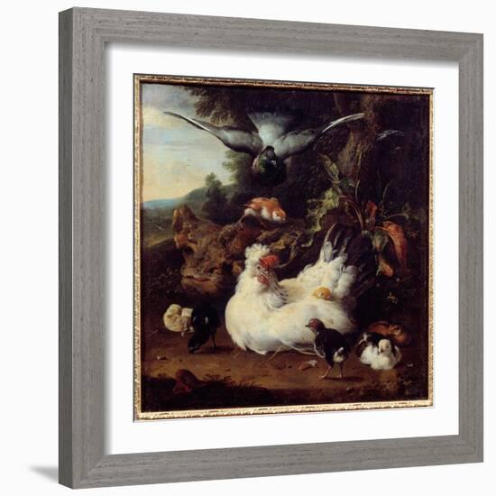 A Hen and Her Chicks Painting by Melchior Hondecoeter (1636-1695) 17Th Century Caen, Museum of Fine-Melchior de Hondecoeter-Framed Giclee Print