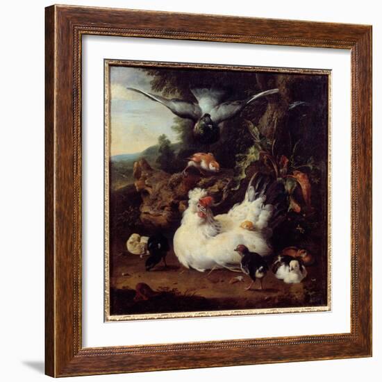 A Hen and Her Chicks Painting by Melchior Hondecoeter (1636-1695) 17Th Century Caen, Museum of Fine-Melchior de Hondecoeter-Framed Giclee Print