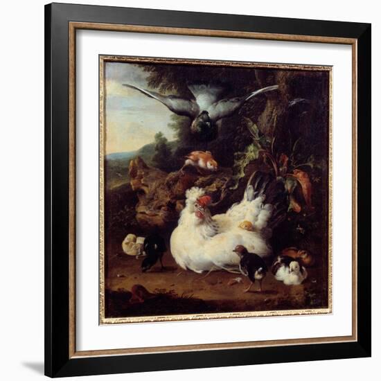 A Hen and Her Chicks Painting by Melchior Hondecoeter (1636-1695) 17Th Century Caen, Museum of Fine-Melchior de Hondecoeter-Framed Giclee Print